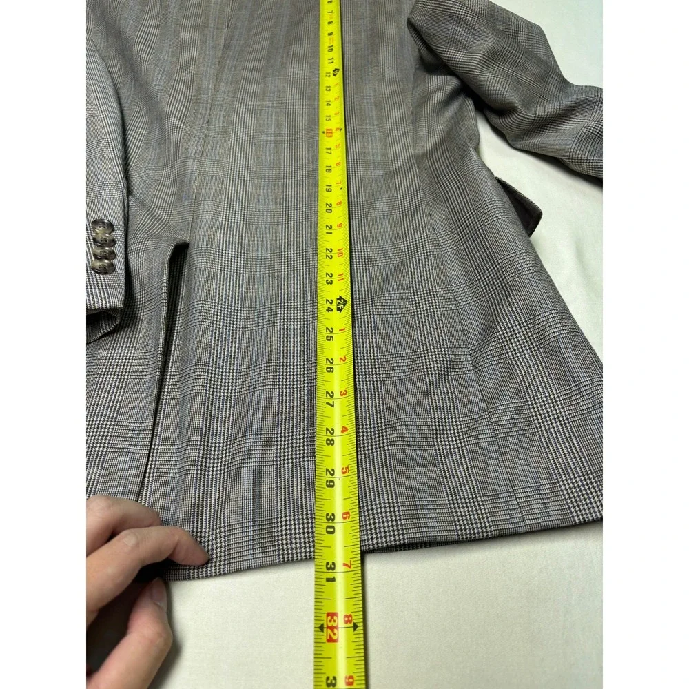 Jos A Bank Signature Collection Mens 40R W34 L30 Grey Plaid 100%‎ Wool 2Pc Suit